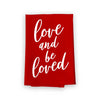 Love and be Loved, Cotton Flour Sack Towel, 27 inch by 27 inch, Red Kitchen Towels, Valentines Day Bathroom Decor, Hand Towel for Kitchen, Married Couple Gifts