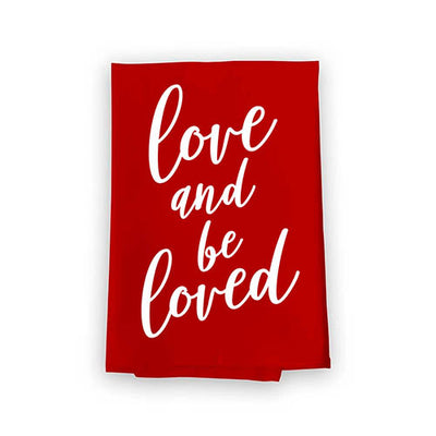 Love and be Loved, Cotton Flour Sack Towel, 27 inch by 27 inch, Red Kitchen Towels, Valentines Day Bathroom Decor, Hand Towel for Kitchen, Married Couple Gifts