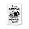 I Love Camping and Mosquitos Love Me Flour Kitchen Sack Towel, 27 inch by 27 inch, 100% Cotton, Highly Absorbent Hand Towels, Multi-Purpose Towel