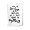 Enjoy Little Things in Life, Flour Sack Towel, 27 Inch by 27 Inch, 100% Cotton, Absorbent Kitchen Towels, Home Decor, Dish Towel, Tea Towels, Motivational Gifts, Inspirational Gifts