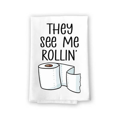 They See Me Rollin', 27 Inch by 27 Inch, 100% Cotton, Inappropriate Gifts, Bathroom Decorations, Hand Towels Funny, Funny Shower Towels