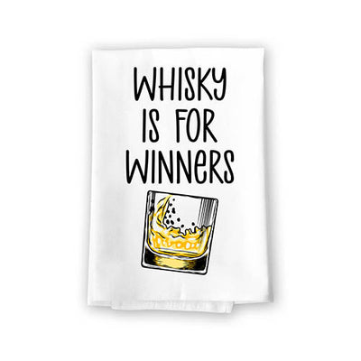 Whiskey is for Winners, Flour Sack Towel, 27 Inch by 27 Inch, 100% Cotton, Kitchen Towels, Hand Towel, Dish Towel for Kitchen, Tea Towels, Absorbent Kitchen Towels, White Bar Towels