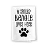 A Spoiled Beagle Lives Here, Flour Sack Towel, 27 Inch by 27 Inch, 100% Cotton, Absorbent Kitchen Towel, Funny Towel, Dog Mom Gift, Beagle Towel, Beagle Decor, Gifts For Beagle Lovers