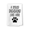 A Spoiled Dachshund Lives Here, Flour Sack Towel, 27 Inch by 27 Inch, Cotton, Home Decor, Absorbent Kitchen Towels, Funny Towel, Dog Mom Gifts, Daschund Accessories, Dachsunds Gifts