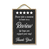 Please Take a Moment to Leave Us a Review, 7 inch by 10.5 inch, Vacation Rental Sign, Rental Friendly Décor, Business Sign