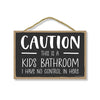 Caution This is a Kids Bathroom I Have No Control in Here, 10.5 Inch by 7 Inch, Bathroom Wood Hanging Sign, Toilet Signs, Restroom Decor