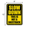 This is not a Racetrack, Slow Down Sign, Street Signs, Tin Outdoor Sign, 9 Inches X 12 Inches