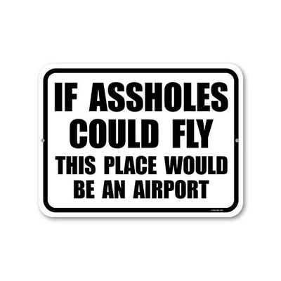 If Assholes Could Fly this Place Would be an Airport, 12 inch by 9 inch, Metal Wall Signs for Home Decor, Funny Decor