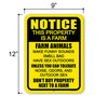 Notice this Property is a Farm, 9 inch by 12 inch, Metal Sign Post, Funny Signs, Yard Decor