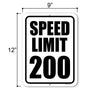 Speed Limit 200, 9 inch by 12 inch, Metal Sign Post, Wall Signs For Home Decor, Funny Signs, Man Cave Decor, Funny Street Signs, Garage Decor for Men, Car Room Decor