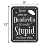 Better Grab My Dumbrella It's Really Stupid Out There Today, 9 inch by 12 inch, Metal Sign Post, Wall Signs for Home Decor, Funny Office Decor