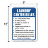 Laundry Center Rules, 9 inch by 12 inch, Metal Sign Post, Wall Decor, Laundry Room Decor, Laundry Signs, Hanging Wall Decor, Signs for Businesses, New Home Gifts