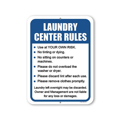 Laundry Center Rules, 9 inch by 12 inch, Metal Sign Post, Wall Decor, Laundry Room Decor, Laundry Signs, Hanging Wall Decor, Signs for Businesses, New Home Gifts