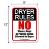 Dryer Rules, 9 inch by 12 inch, Metal Sign Post, Wall Decor, Laundry Room Decor, Laundry Signs, Hanging Wall Decor, Signs For Businesses, New Home Gifts