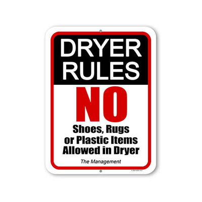 Dryer Rules, 9 inch by 12 inch, Metal Sign Post, Wall Decor, Laundry Room Decor, Laundry Signs, Hanging Wall Decor, Signs For Businesses, New Home Gifts