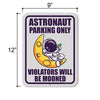 Astronaut Parking Only Violators Will Be Mooned, 9 inch by 12 inch, Tin Signs for Bedroom, Kids Playroom Decor Baby Boy Room Decor, Astronaut Decor