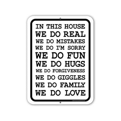 In This House We Do Real We Do Fun We Do Hugs We Do Family We Do Love, 12 inch by 9 inch, Signs for Home, Wall Hanging Sign, Door Decorations