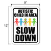 Autistic Child in Area, 9 inch by 12 inch, Street Signs, Safety Signs for Children, Kids Warning Sign, Child Safety Signs Outdoor, Autism Yard Sign