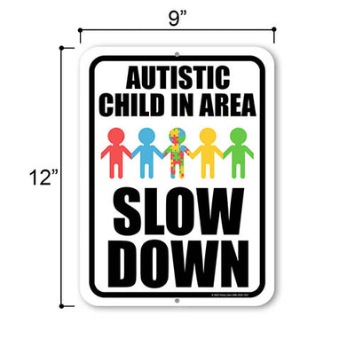 Autistic Child in Area, 9 inch by 12 inch, Street Signs, Safety Signs for Children, Kids Warning Sign, Child Safety Signs Outdoor, Autism Yard Sign