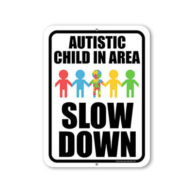 Autistic Child in Area, 9 inch by 12 inch, Street Signs, Safety Signs for Children, Kids Warning Sign, Child Safety Signs Outdoor, Autism Yard Sign