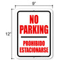 No Parking Prohibido Estacionarse, 9 inch by 12 inch, English Spanish Bilingual Signs, Parking Lot Signs, No Parking Sign, Metal Street Signs, Warning Signs