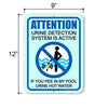 Attention Urine Detection System is Active if You Pee In My Pool Urine Hot Water, 9 inch by 12 inch, Swimming Pool Signs, Funny Pool Signs, Pool Rules