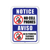 No Cell Phones Aviso No Se Permiten Telefonos Celulares, English Spanish Espanol Bilingual Signs, Security Signs, Warning Signs, Office Signs, 9 inch by 12 inch