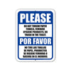 Do Not Throw Paper Towels Feminine Hygiene Products in Toilet, English Spanish Español Bilingual Signs, 9 inch by 12 inch