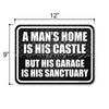 A Man's Home is His Castle But His Garage is His Sanctuary, 12 inch by 9 inch, Garage Decor, Man Cave Decor, Garage Signs, Father's Day Gifts