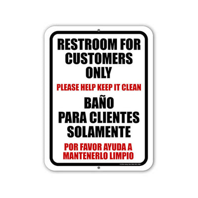 Restroom for Customers Only, Spanish Español Signs, Bathroom Signs for Business, Business and Store Signs, Metal Sign, Office Signs, Business Signs, 9 inch by 12 inch