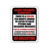 Before You Knock Please Note No Soliciting, Funny No Solicitors Sign, Warning Sign, Metal Yard Decor, Door Signs, Funny Signs For Home Decor, 9 inch by 12 inch