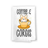 Coffee and Corgis, 27 Inches by 27 Inches,  Corgi Dish Towels for Kitchen, Corgi Mom Towel, Corgi Dog Kitchen Towels, Corgi Gifts, Corgi Tea Towels