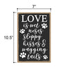 Love is Wet Noses Sloppy Kisses and Wagging Tails 7 inch by 10.5 inch Hanging Wall Art, Decorative Dog Sign