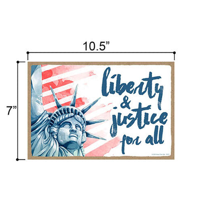 Liberty and Justice for All Patriotic Hanging Wooden Sign Party