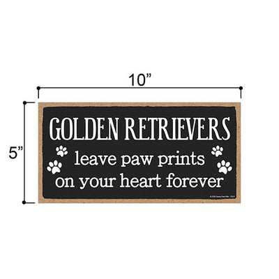 Golden Retrievers Leave Paw Prints Wooden Home Decor for Dog Pet Lovers, Decorative Wall Sign, 5 Inches by 10 Inches