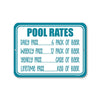 Pool Rates, Funny Swimming Pool Signs, Party Signs, Locker Room Sign Decor, 9 Inches by 12 Inches