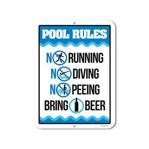 Urine Big Trouble if You Pee in Our Pool, 9 x 12 inch Metal