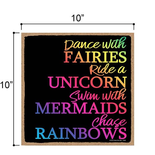 Dance with Fairies - 10 x 10 inch Hanging, Wall Art, Sign Home