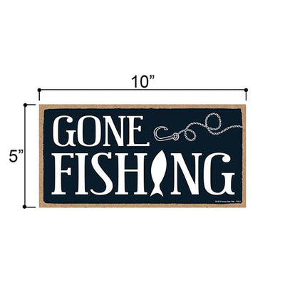 Primitive Hanging Sign Gone Fishing Be Back for Deer Season Sign with Deer  Decor (10 x 5) inch (US-G040)