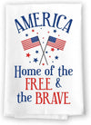 Honey Dew Gifts, America Home of The Free and The Brave, 27 Inches by 27 Inches, Patriotic Kitchen Towels, All-Around Kitchen Tea Towel, Kitchen Hand Towel, Patriotic Dish Towels, Housewarming Gift